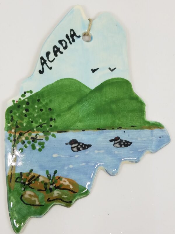 Acadia with Loons on Maine State Ceramic Ornament