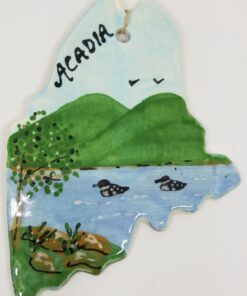 Acadia with Loons on Maine State Ceramic Ornament