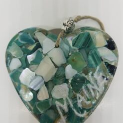 Blue and White Abalone Shell Heart Ornament
