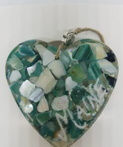 Blue and White Abalone Shell Heart Ornament