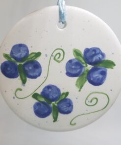 Blueberry Ceramic Flat Disc Ornament