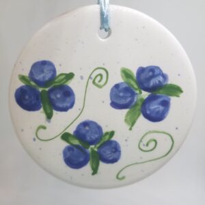 Blueberry Ceramic Flat Disc Ornament
