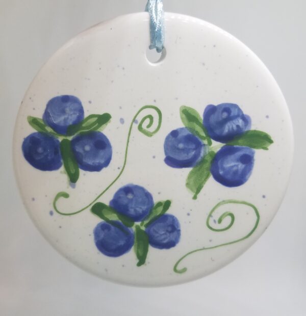 Blueberry Ceramic Flat Disc Ornament