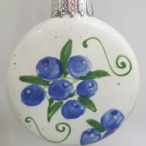 Blueberry Ceramic Flat Round Ornament
