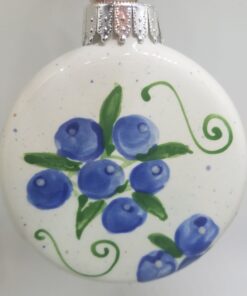 Blueberry Ceramic Flat Round Ornament