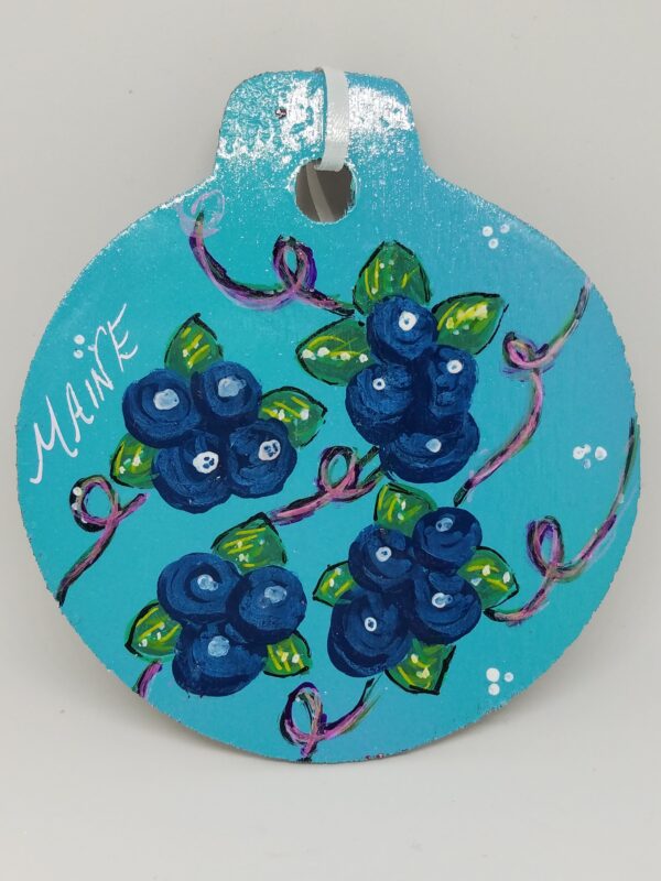 Blueberry Painted Wood Ornament