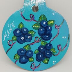 Blueberry Painted Wood Ornament