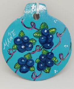Blueberry Painted Wood Ornament