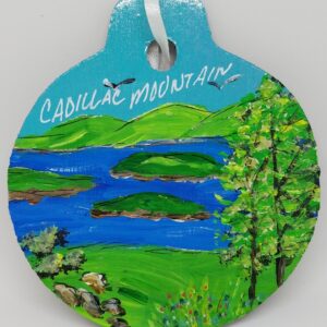 Cadillac Mountain Acadia Painted Wood Ornament