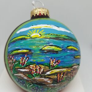 Cadillac Mountain View Glass Ornament