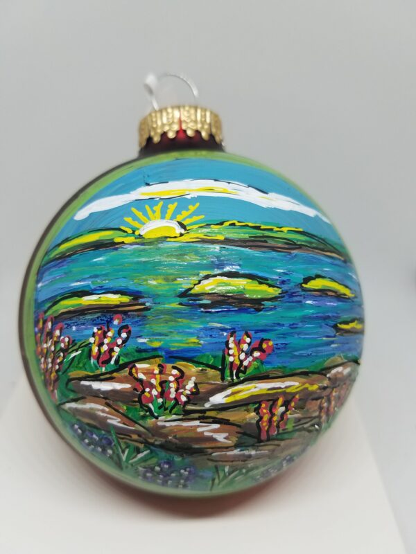 Cadillac Mountain View Glass Ornament