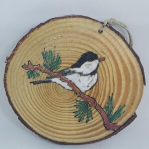 Chickadee on Branch Wood Ornament
