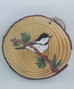 Chickadee on Branch Wood Ornament