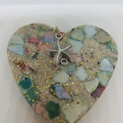 Clam Shell with Blue and Red Shell Heart Ornament