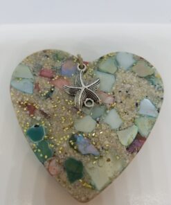 Clam Shell with Blue and Red Shell Heart Ornament
