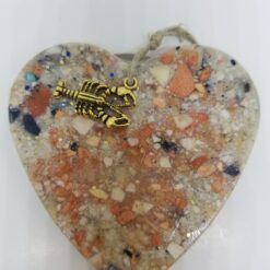 Clam Shell with Lobster and Mussel Shell Accents Heart Ornament