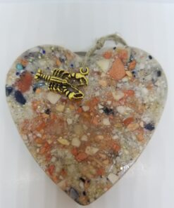Clam Shell with Lobster and Mussel Shell Accents Heart Ornament