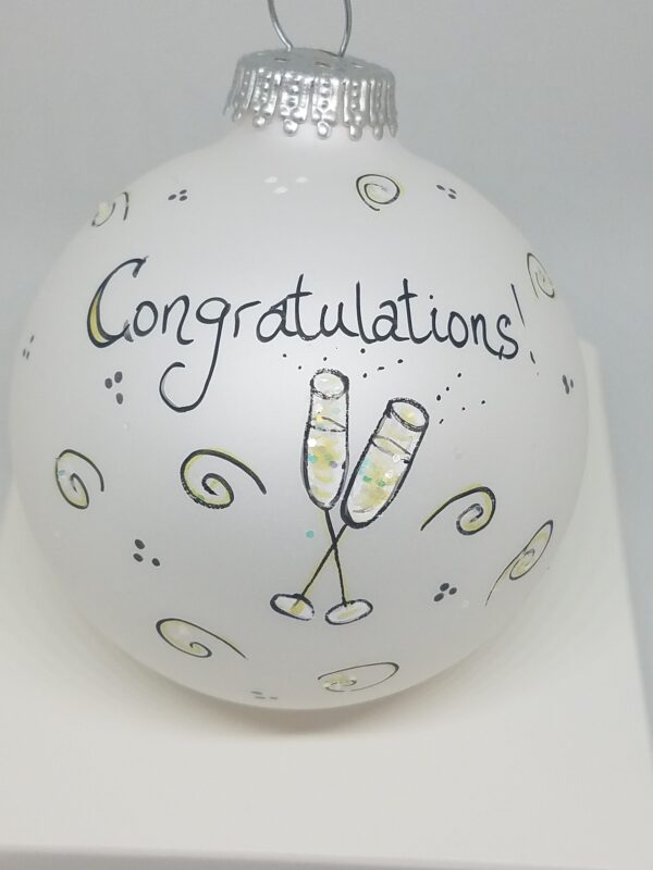 Congratulations Champagne Flutes Gold Painted Heartfelt Glass Ornament