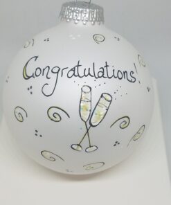 Congratulations Champagne Flutes Gold Painted Heartfelt Glass Ornament