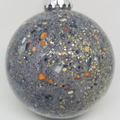 Crushed Mussel Shell with Lobster Shell and Glitter Accents Glass Ball Ornament