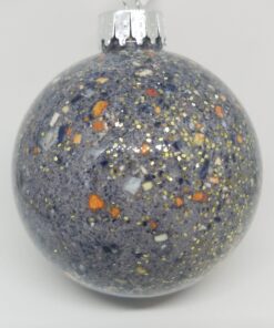 Crushed Mussel Shell with Lobster Shell and Glitter Accents Glass Ball Ornament