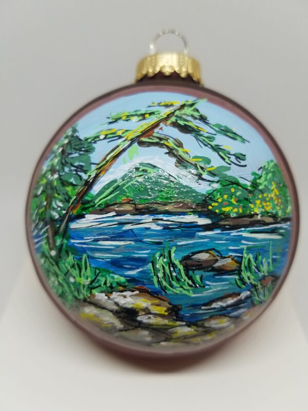 Eagle Lake Acadia Glass Ornament