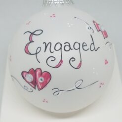 Engaged Hearts Painted Heartfelt Glass Ornament