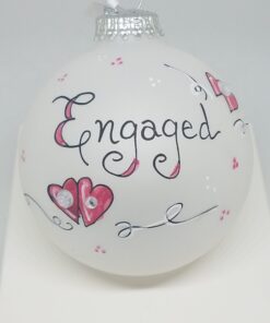 Engaged Hearts Painted Heartfelt Glass Ornament