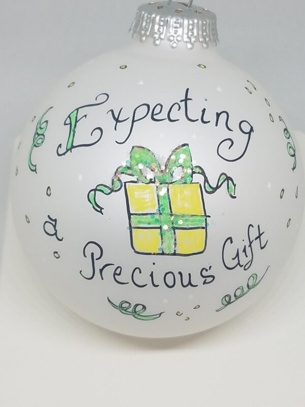 Expecting Precious Gift Baby Painted Heartfelt Glass Ornament
