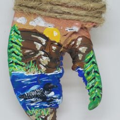 Forest Lake Scene with Loon in Water Lobster Claw