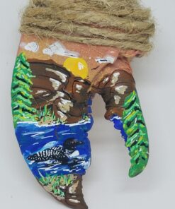 Forest Lake Scene with Loon in Water Lobster Claw