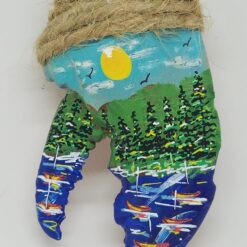 Forest Mountain Scene with Boats in Wate Lobster Claw Ornamen