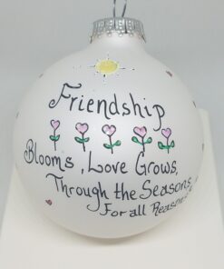 Friendship Grows Painted Heartfelt Glass Ornament
