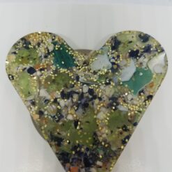 Green Sea Glass with Mussel and Clam Shell Heart Ornament