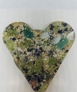 Green Sea Glass with Mussel and Clam Shell Heart Ornament