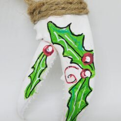 Holly on White Painted Lobster Claw Ornament