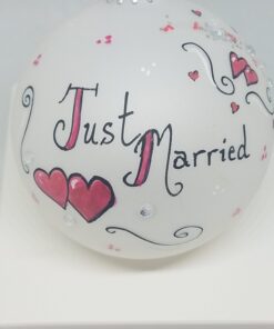 Just Married Hearts Painted Heartfelt Glass Ornament