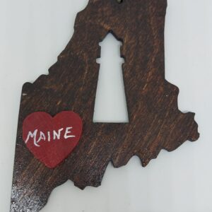 Lighthouse Maine State Dark Wood Ornament