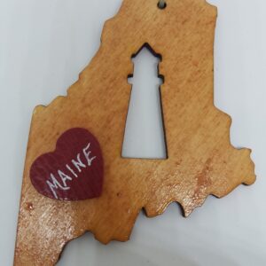 Lighthouse Maine State Wood Ornament