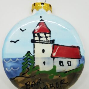Lighthouse on Ball Ceramic Ornament