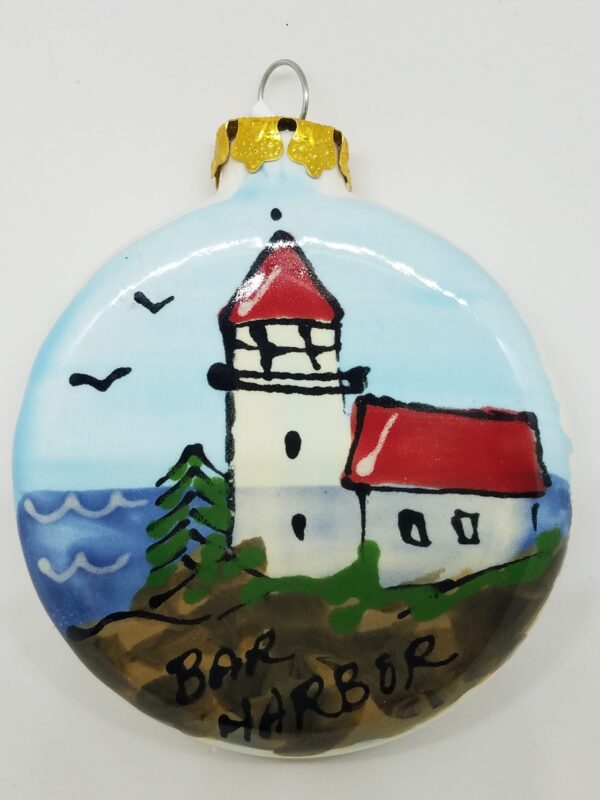 Lighthouse on Ball Ceramic Ornament