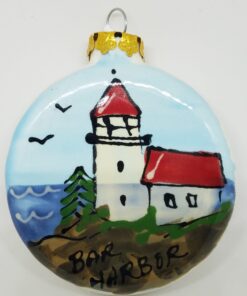 Lighthouse on Ball Ceramic Ornament