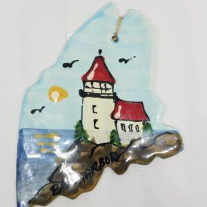 Lighthouse on Maine State Ceramic Ornament