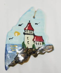 Lighthouse on Maine State Ceramic Ornament