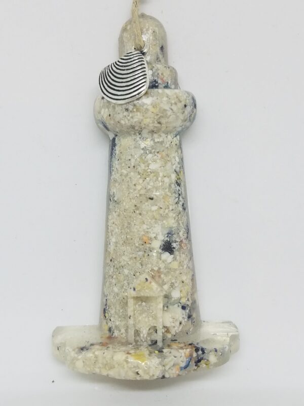 Lighthouse with Crushed Clam and Mussel Shell Ornament