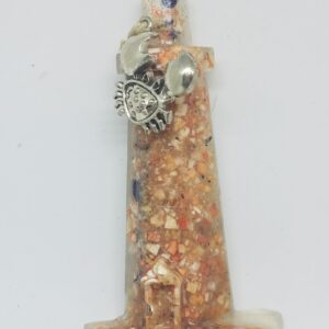 Lighthouse with Crushed Lobster and Mussel Shell Ornament