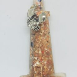 Lighthouse with Crushed Lobster and Mussel Shell Ornament