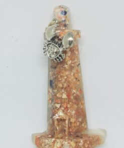 Lighthouse with Crushed Lobster and Mussel Shell Ornament