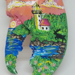 Lighthouse with Moose and Sunset Sky Lobster Claw Ornament