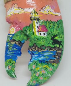 Lighthouse with Moose and Sunset Sky Lobster Claw Ornament